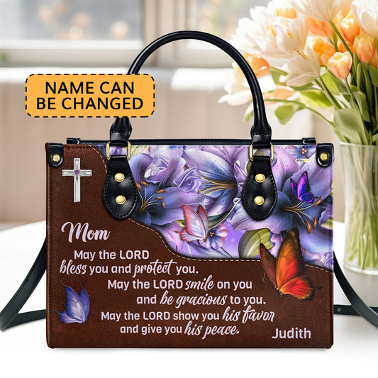 Meaningful Personalized Leather Handbag For Mom - May The Lord Bless You And Protect You NUHN363