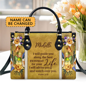 I Will Advise You And Watch Over You - Unique Personalized Christian Leather Handbag NUHN383