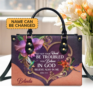 Lovely Personalized Leather Handbag - Let Not Your Heart Be Troubled NUM393