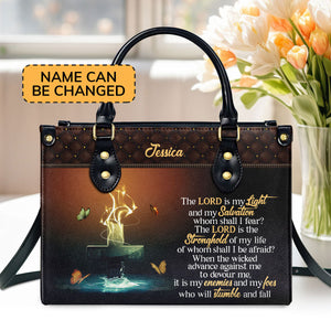 Lovely Personalized Leather Handbag - The Lord Is My Light And My Salvation NUM481