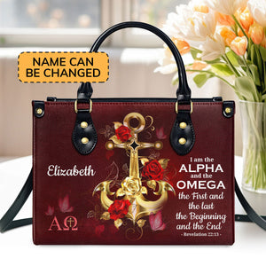 I Am The Alpha And The Omega - Unique Personalized Leather Handbag NUH455