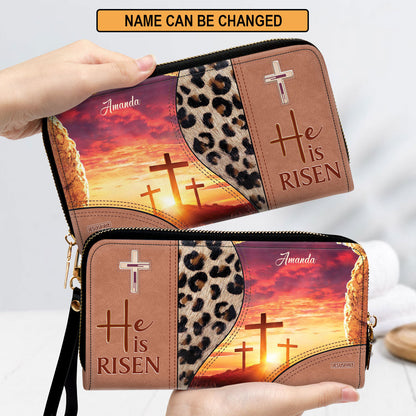 He Is Risen - Beautiful Personalized Cross Clutch Purse NUM295