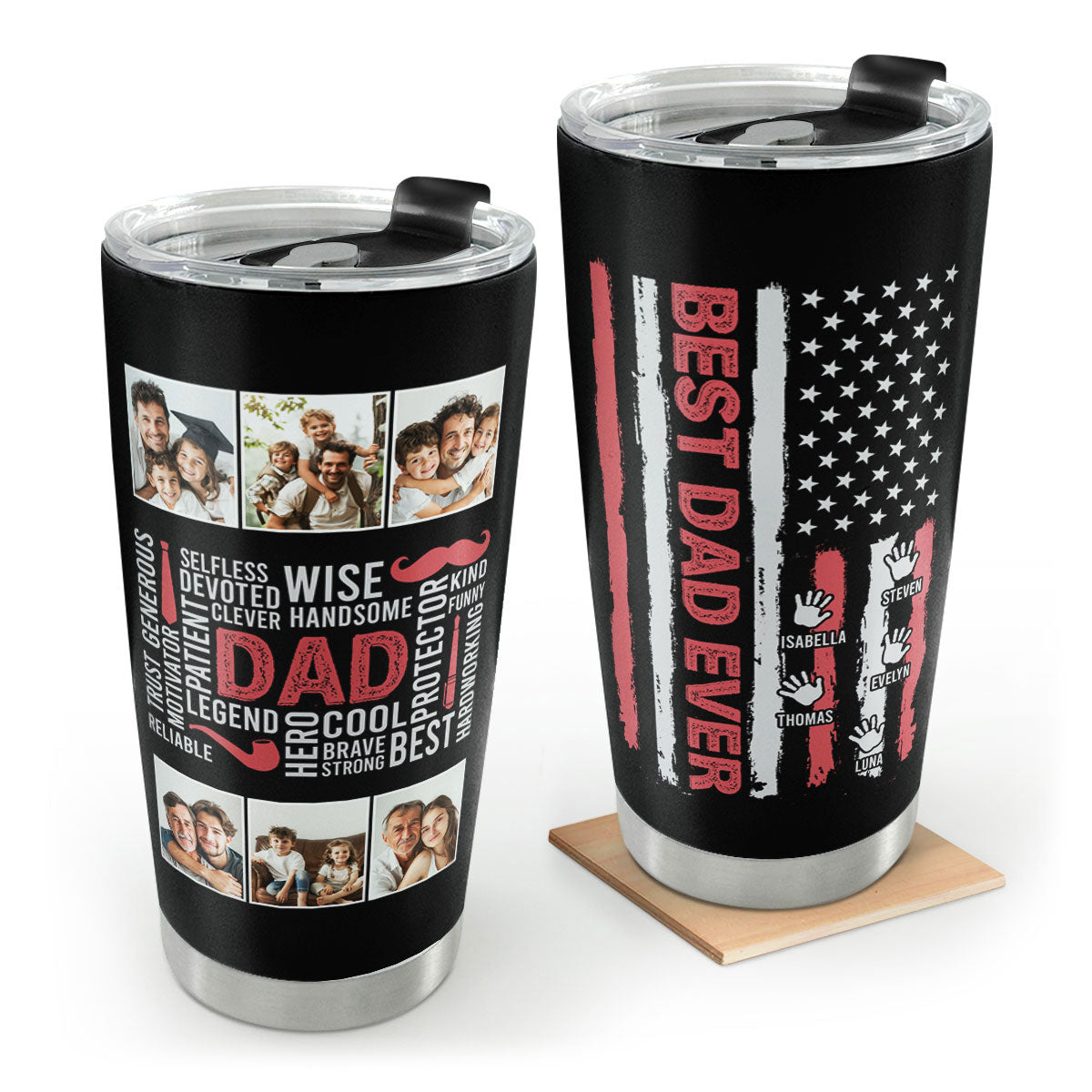 Dad Hero Handsome | Personalized Stainless Steel Tumbler JSSSTT44