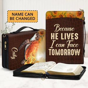 Because He Lives, I Can Face Tomorrow - Awesome Personalized Bible Cover M09