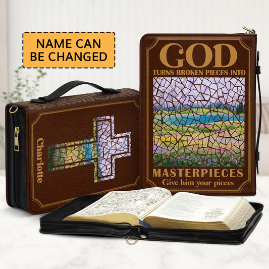 God Turns Broken Pieces Into Masterpieces | Personalized Bible Cover JSBCHLTN1350TA