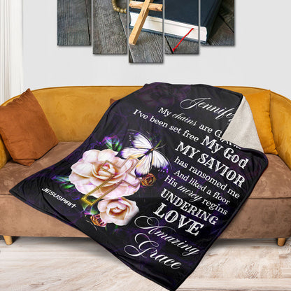 Jesuspirit | My God My Savior | Meaningful Personalized Fleece Blanket | Rose And Cross FBHN620