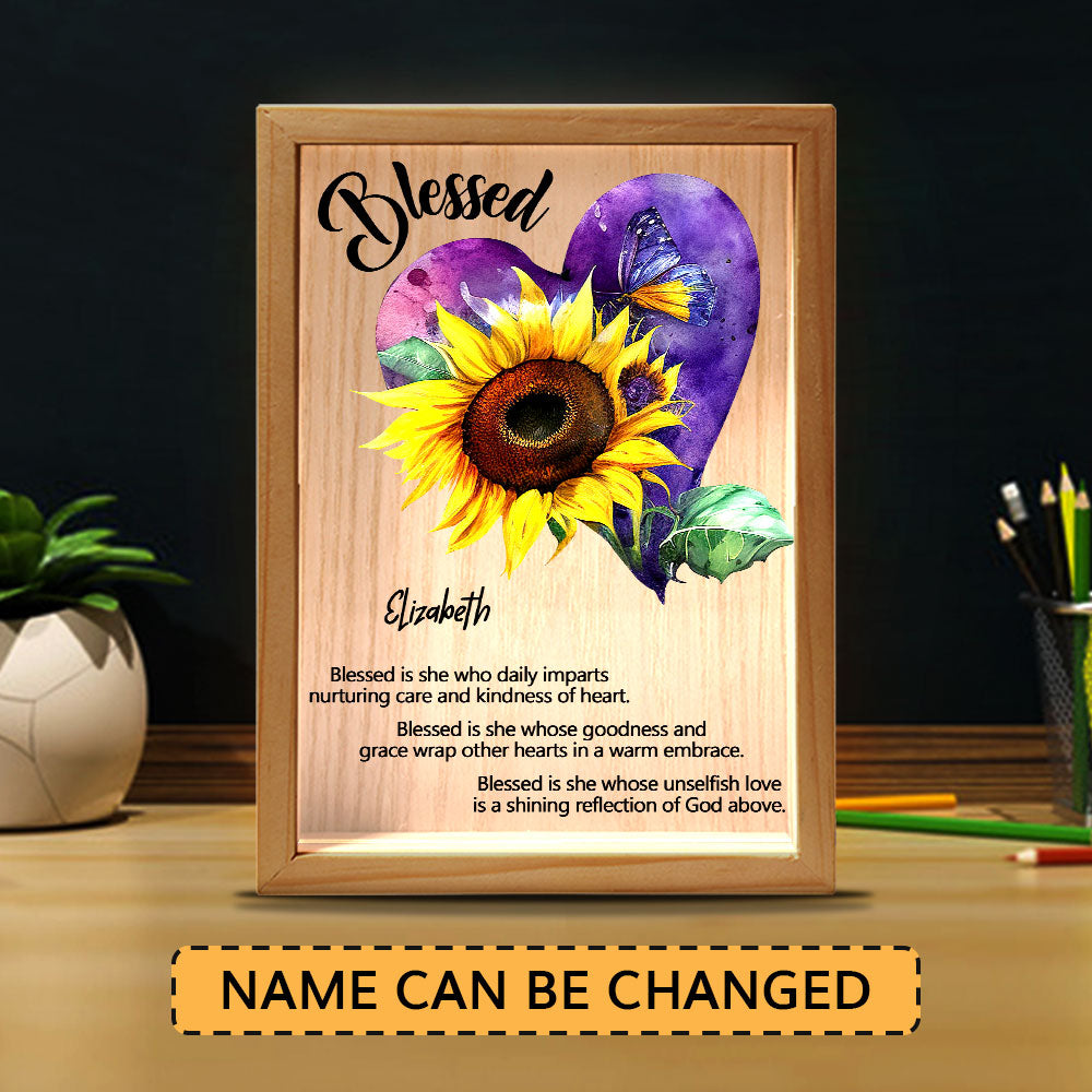 Personalized Frame Light Box | Blessed Is She - Desk Decor Keepsake