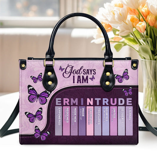 God Says I Am | Personalized Leather Handbag
