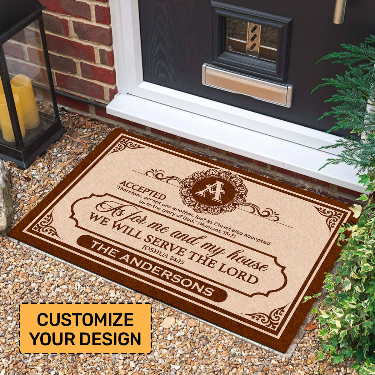 As For Me And My House We Will Serve The Lord | Personalized Doormat JSDMPH1786M