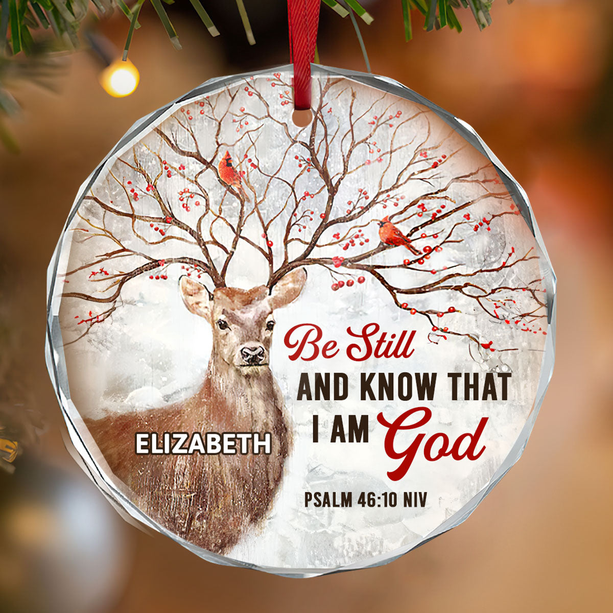 Be Still And Know That I Am God | Personalized 1-Side Round Glass Ornament JSURGOPPT2767TA