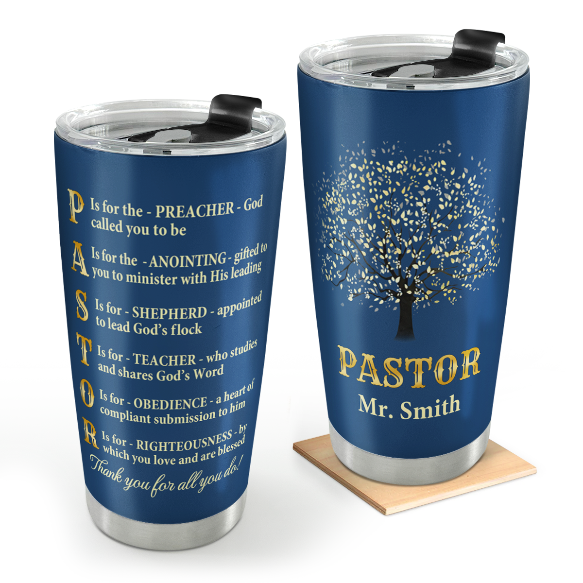 Jesuspirit | Christian Faith Gifts | Stainless Steel Tumbler | Thank You Pastor  SSTNAM1002A