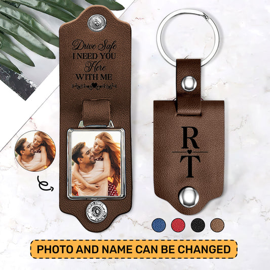 Drive Safe - Leather Photo Keychain LPKM01