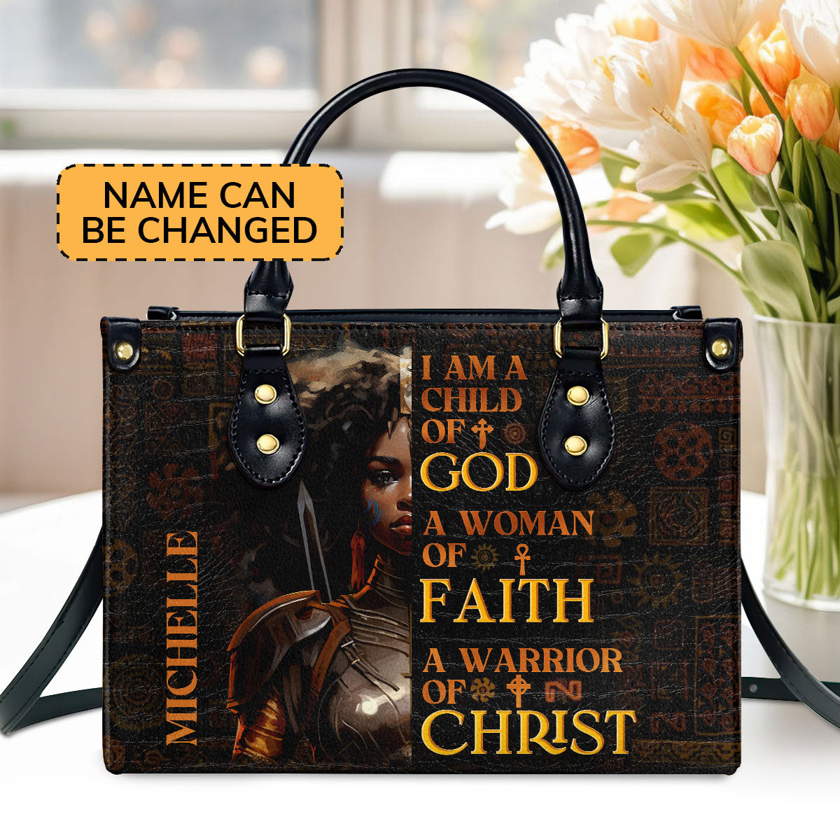 Jesuspirit | Personalized Leather Handbag With Zipper | I Am A Child Of God LHBM725