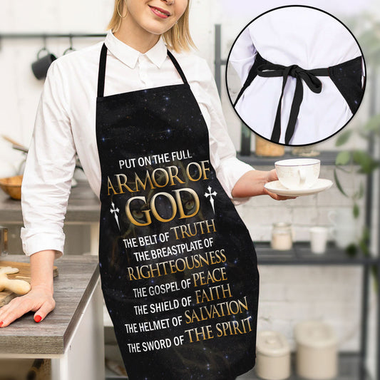 Jesuspirit | Put On The Full Armor Of God | Black Apron With Neck Strap | Lion And Cross A23