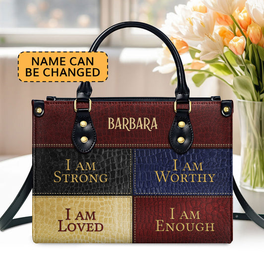 Jesuspirit | I Am Loved | Personalized Zippered Leather Handbag With Handle | Religious Gift For Worship Friends LHBNUHN680