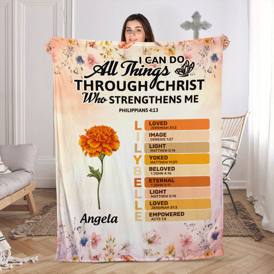 I Can Do All Things Through Christ Who Strengthens Me | Personalized Fleece Blanket