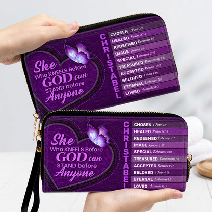 She Who Kneels Before God Can Stand Before Anyone | Personalized Clutch Purse