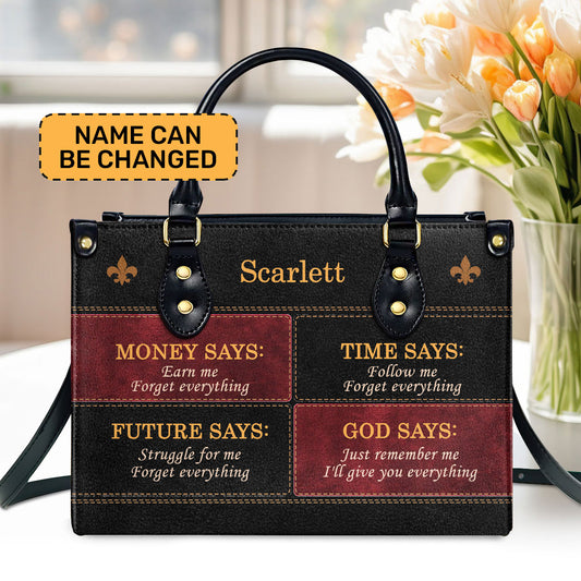 God Says | Personalized Leather Handbag JSLHBPT1404M