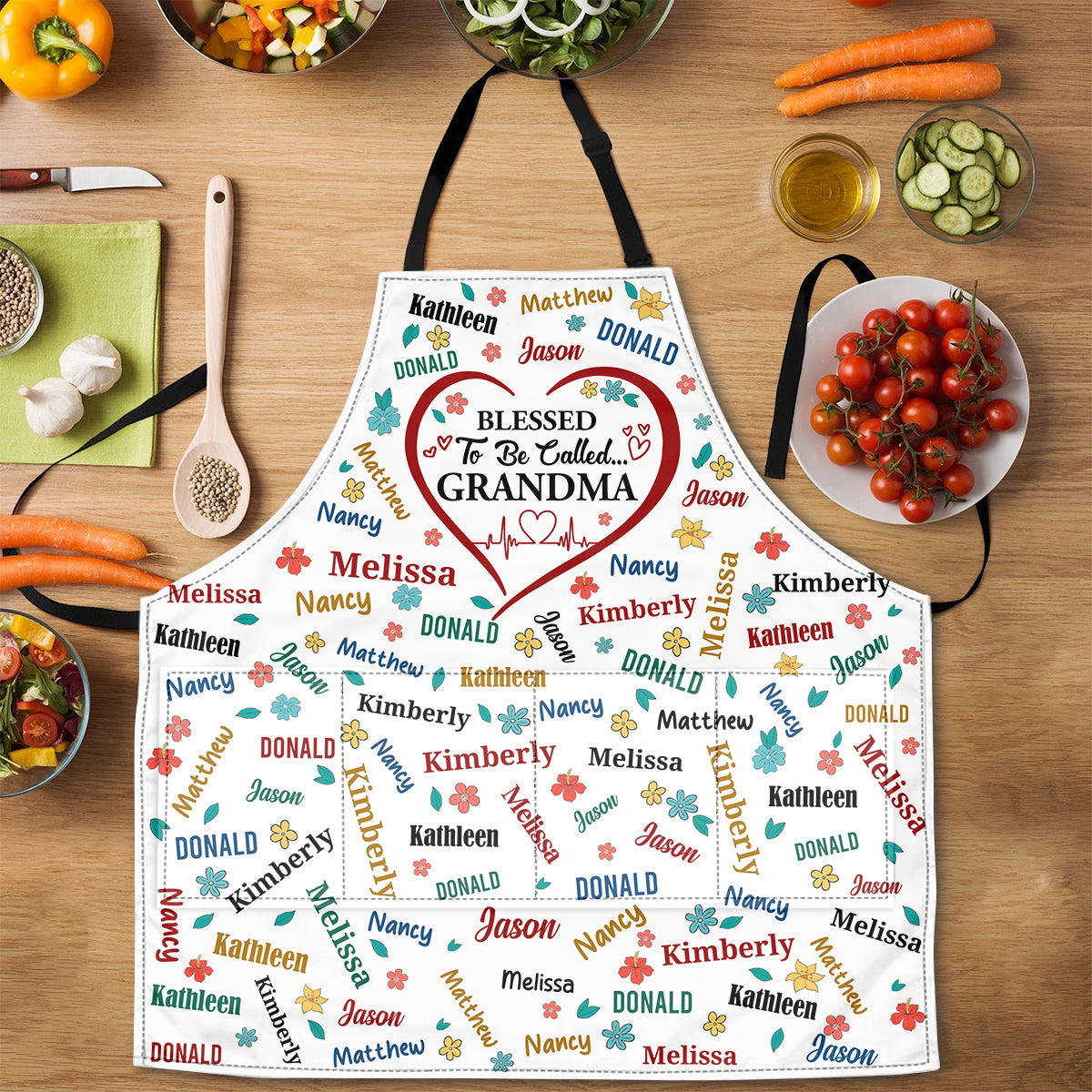 Blessed To Be Called Grandma Colorful | Personalized Apron With Pocket