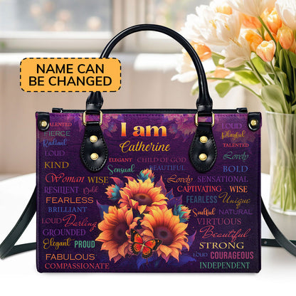 Jesuspirit | I Am Fearless | Gift For Her | Personalized Zippered Leather Handbag With Handle LHBM718