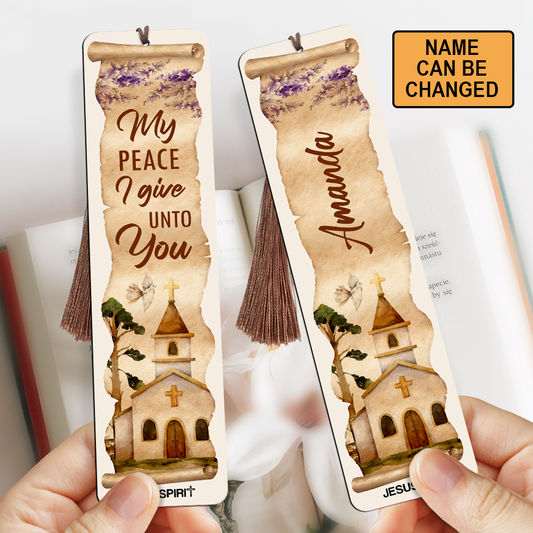Lovely Personalized Wooden Bookmarks - My Peace I Give Unto You HN27