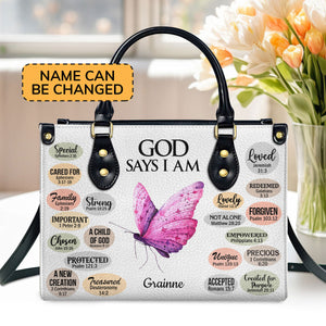 Jesuspirit | Personalized Animal Leather Handbag With Handle | What God Says About You | Christian Gifts For Religious Women LHBH740
