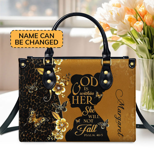 Jesuspirit | Personalized Leather Handbag With Zipper | God Is Within Her LHBM747