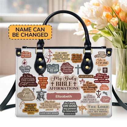 Jesuspirit | Personalized Leather Handbag With Zipper | My Daily Bible Affirmation LHBM726