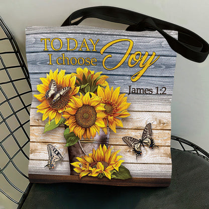 Today I Choose Joy - Pretty Vase Of Sunflower Tote Bag NM154