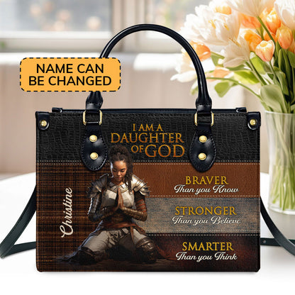 Jesuspirit | Personalized Zippered Leather Handbag With Handle | Religious Gift For Worship Friends | Daughter Of God LHBM765