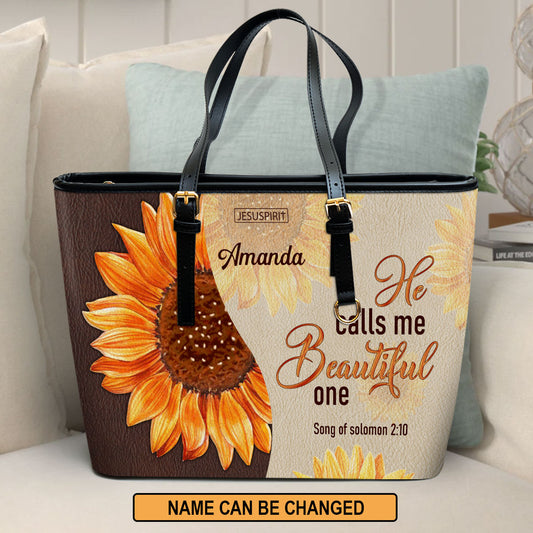 He Calls Me Beautiful One - Special Butterfly Large Leather Tote Bag AM231