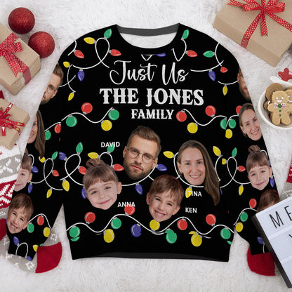 Just Us Custom Photo Christmas Family | Personalized Wool Sweater JSWSWPT2041M