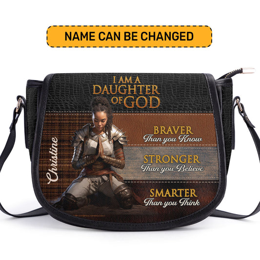 I Am Daughter Of God - Personalized Leather Saddle Bag LSBM765
