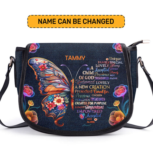 Child Of God - Personalized Leather Saddle Bag LHBM719