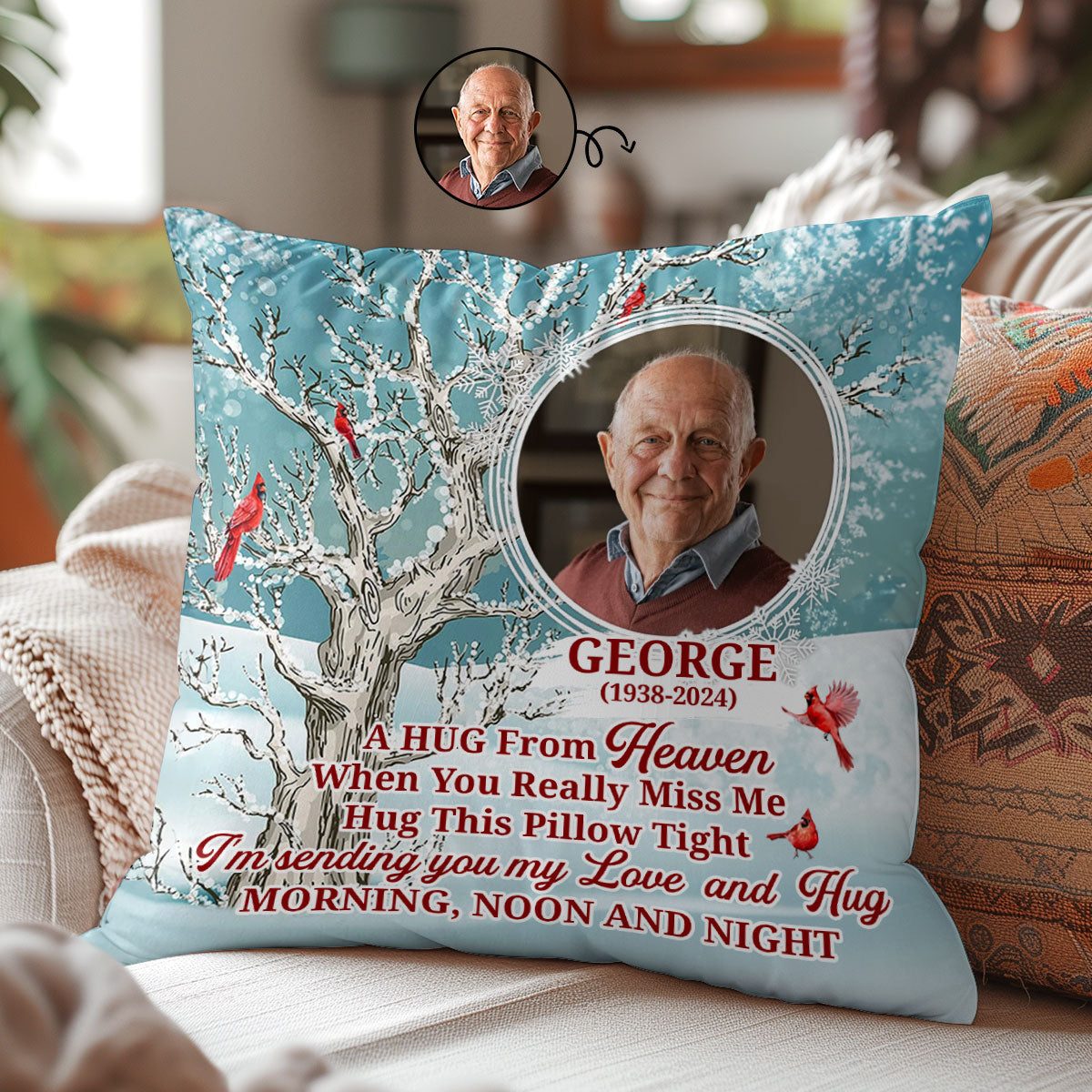 A Hug From Heaven | Personalized Crystal Velvet Pillow