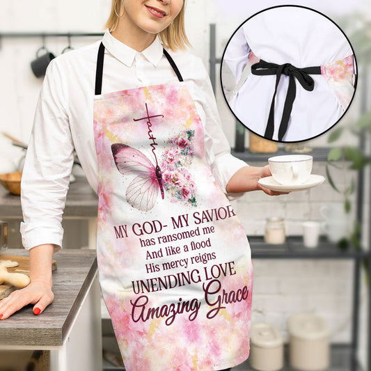 Jesuspirit | Flower And Butterfly | Apron With Neck Strap | My God My Savior | Gift For Christian Woman A16
