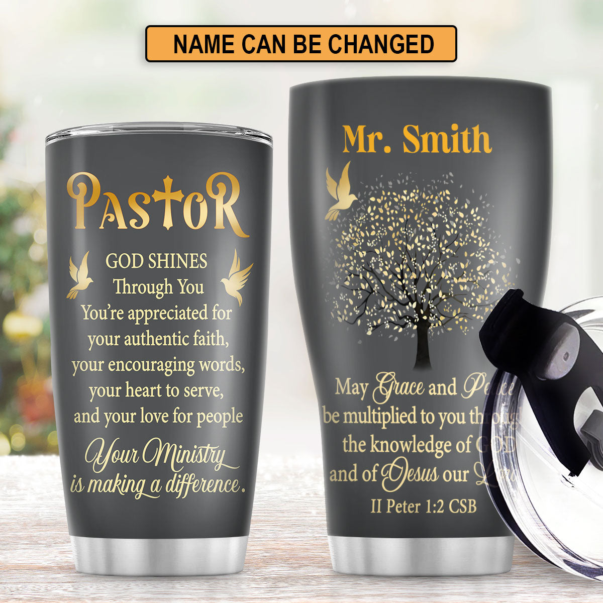 Jesuspirit | Christian Faith Gifts | Stainless Steel Tumbler | Grace And Peace  SSTNAM1003B