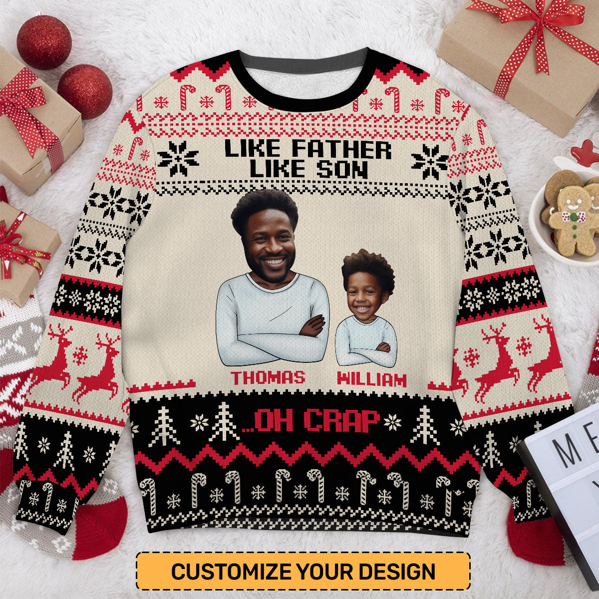 Like Father Like Son | Personalized Wool Sweater JSWSWPT1874L