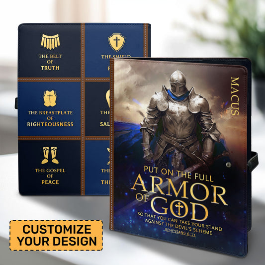 Armor Of God | Personalized Leather Button Padfolio JSLEPPT1881TA