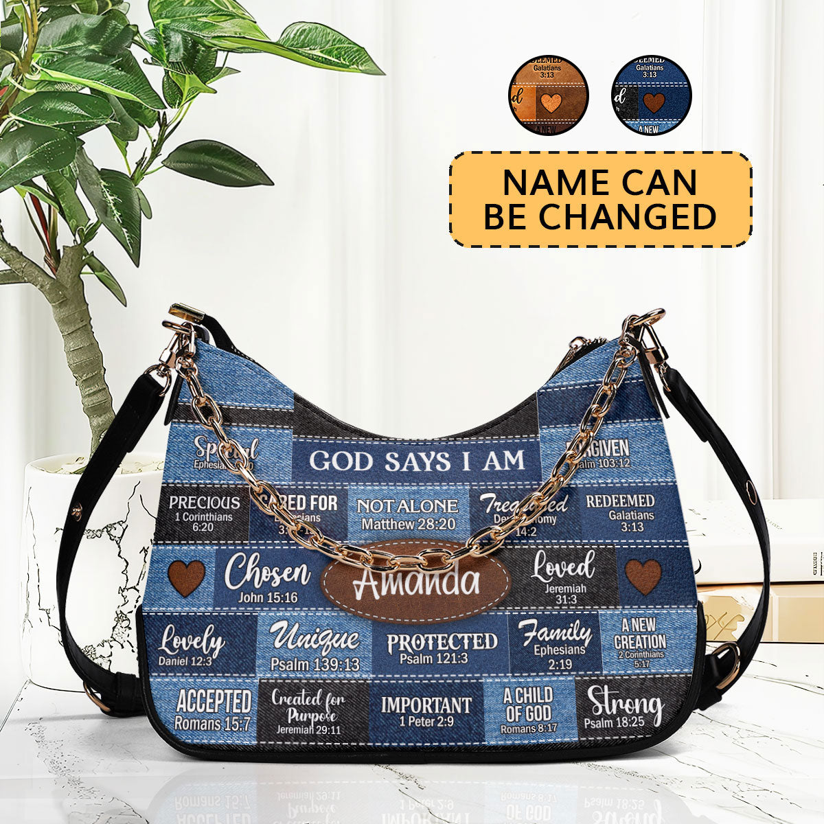 God Says I Am Not Alone | Personalized Chain Shoulder Bag JSCSBNUHN681L