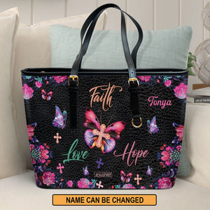 Faith, Hope, Love - Beautiful Large Leather Tote Bag AM233