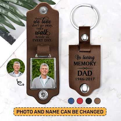 Jesuspirit Personalized Leather Photo Keychain | They Walk Beside Us Every Day LPKHN11