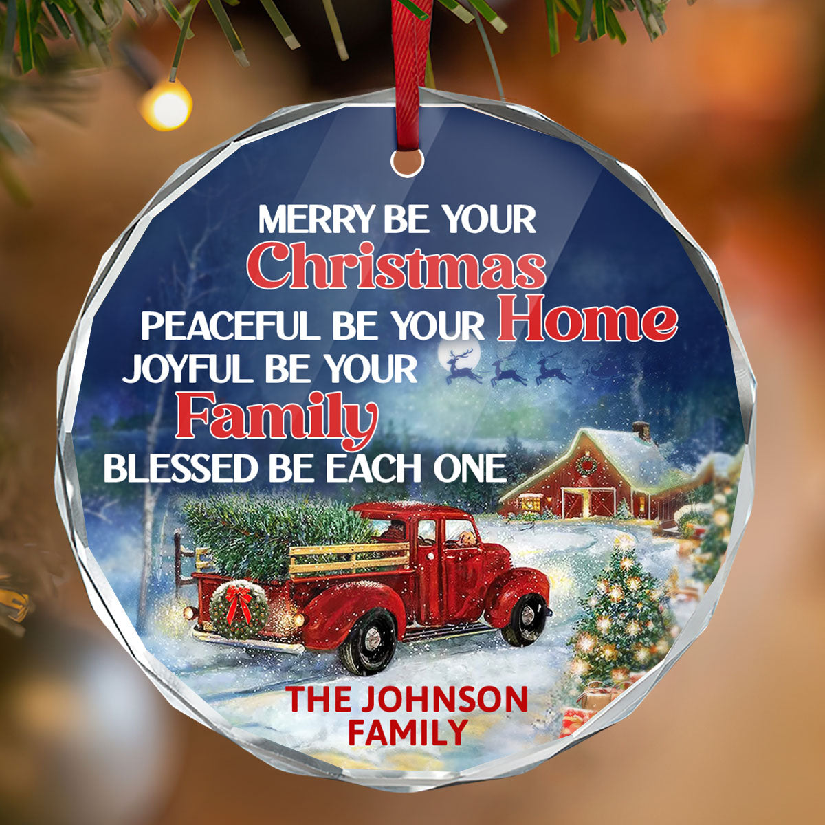 Blesses Be Each One | Personalized 1-Side Round Glass Ornament JSURGOPPT2768L