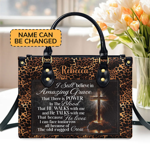 Jesuspirit | Personalized Leather Handbag With Zipper | I Still Believe In Amazing Grace LHBM744