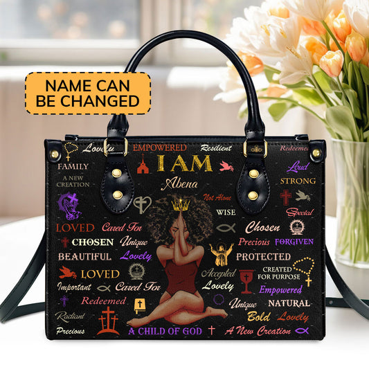 Jesuspirit | Personalized Zippered Leather Handbag With Handle | Religious Gift For Worship Friends | Child Of God LHBM716