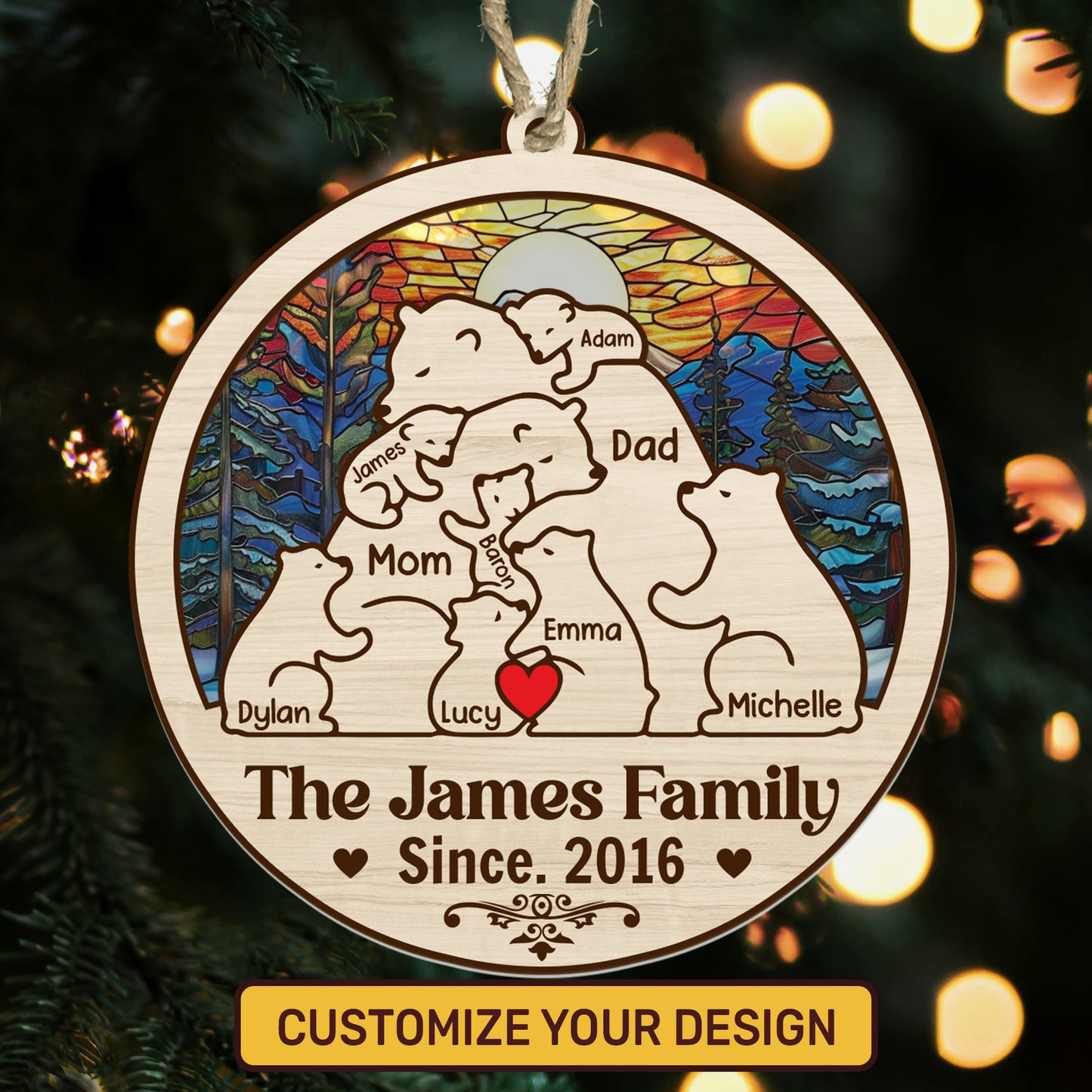 Bear Family | Personalized Suncatcher Ornament JSSUNOPTN1063L