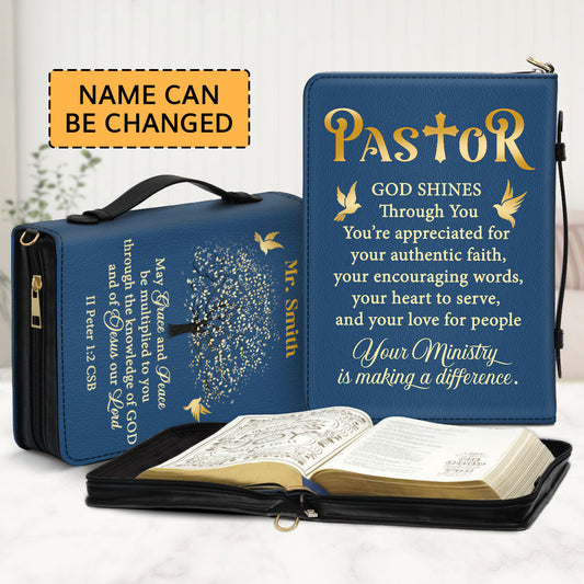 Jesuspirit | Grace And Peace | Personalized Zippered Bible Cover With Handle | Christian Inspirational Gifts For Pastor BCNAM1003A