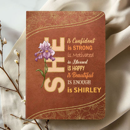 She Is | Personalized Leather Cover Notebook