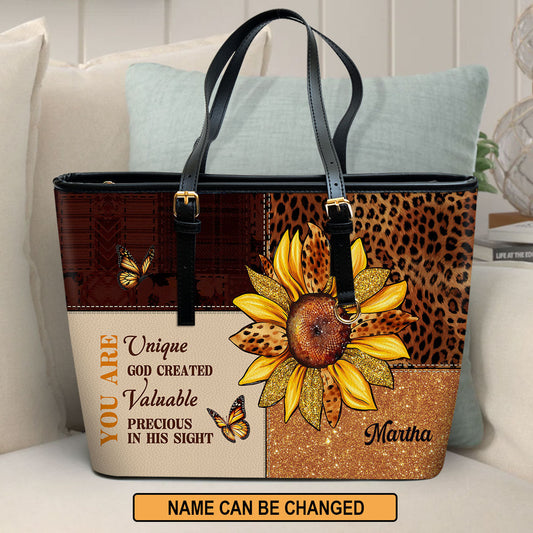 You Are Unique | Personalized Large Leather Tote Bag LLTBM760