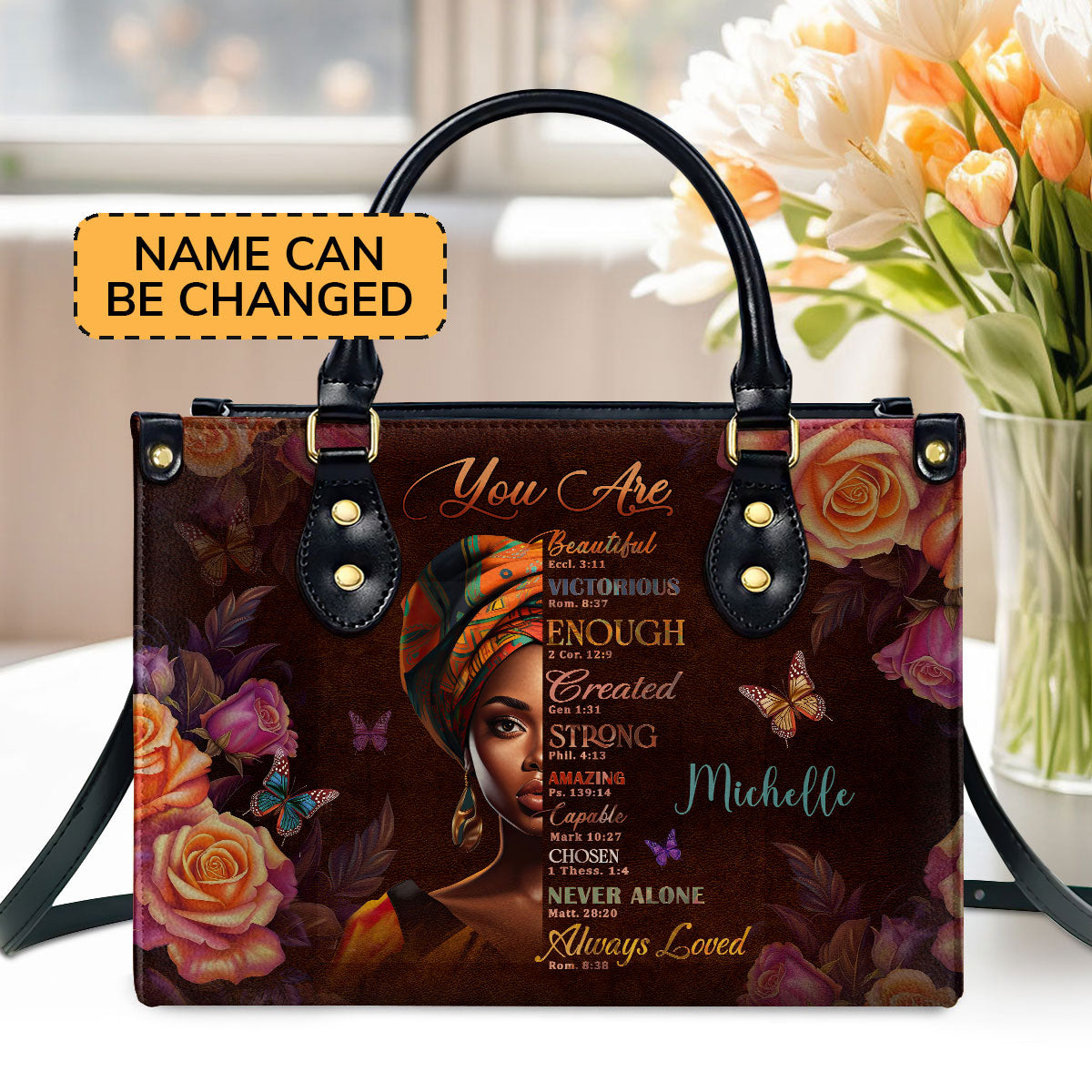 Jesuspirit | You Are Never Alone | Personalized Leather Handbag With Zipper | Gift For Worship Members LHBM721